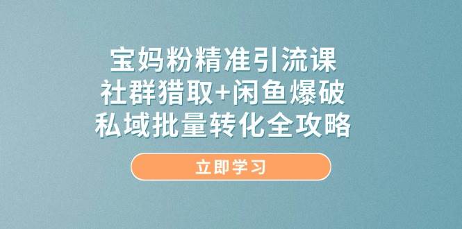 (5.19)宝妈粉精准引流课，社群猎取+咸鱼爆破，私域批量转化全攻略